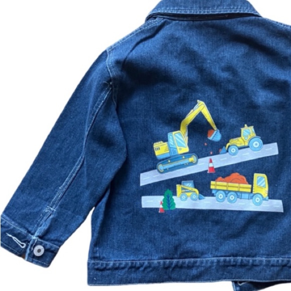 HengSheng Distressed Blue Denim Jacket Construction Theme Size 110 (5/6)